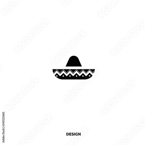 Icon traditional mexican sombrero hat, black and white vector illustration on white background. © RomchikDL