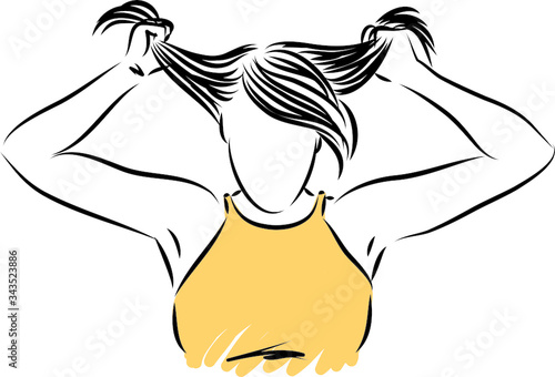 woman pulling right and left side vector illustration