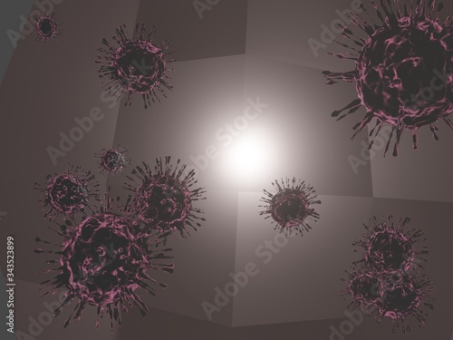 3d illustration virus with light background
