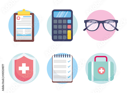 health insurance service set icons