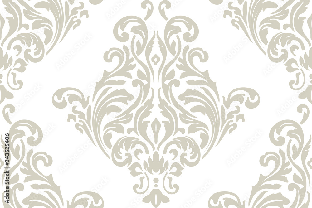 Vector damask seamless pattern background. Classical luxury old fashioned damask ornament, royal victorian seamless texture for wallpapers, textile, wrapping. Exquisite floral baroque template.