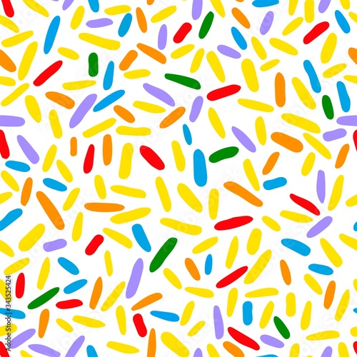 Colored sticks randomly spaced on a white background.