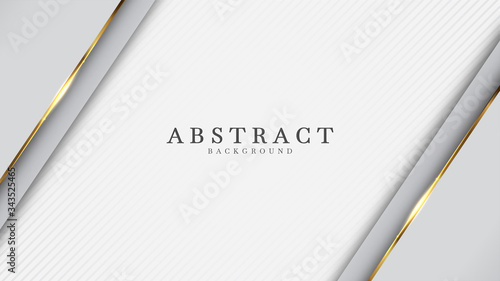 White  abstract background luxury with line gold 3d paper cut style. vector illustration about design modern concept.