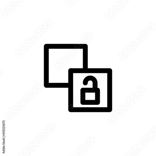 Duplicate Object Unlock User Interface Outline Icon Logo Vector Illustration 