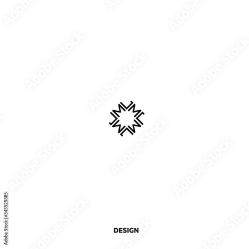 Logo letter ML in the form of a star black and white vector illustration on a white background. Suitable for mobile app, web site.