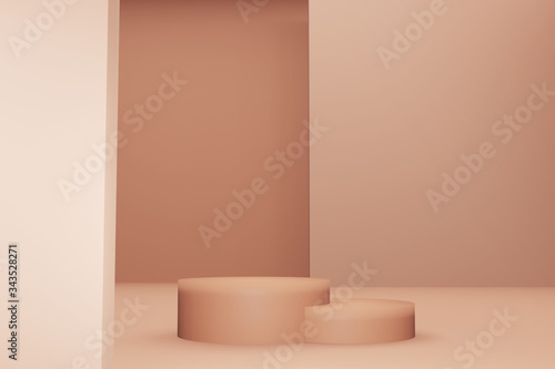 Empty podium studio minimal scene abstract background. Geometric shape. Classic Blue colors scene with geometrical forms and blue background. 3d rendering