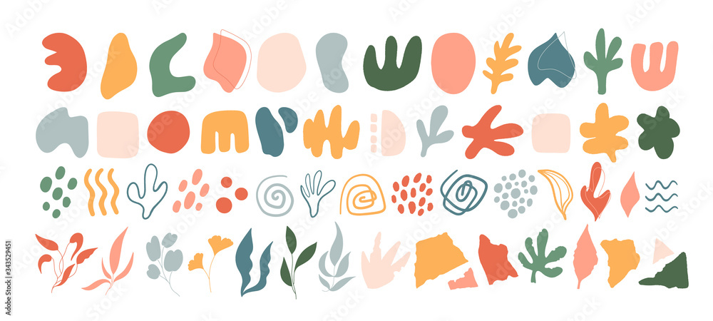 Set of deifferent abstract shapes. HAnd drawn trendy vector illustration for pattern design