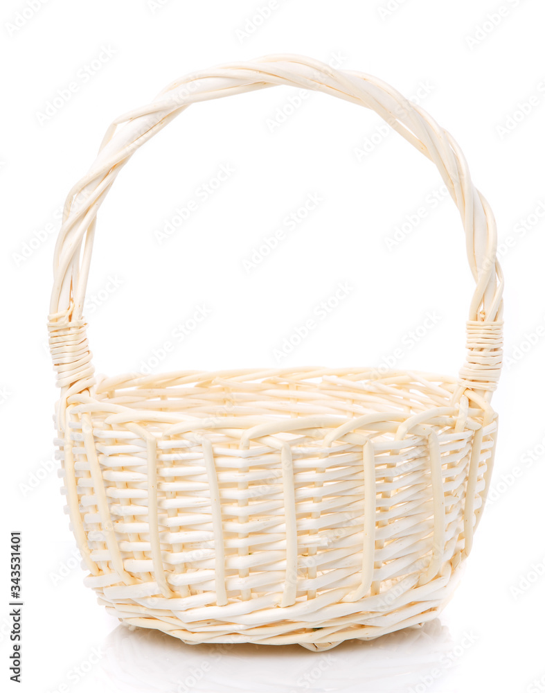 Beige wicker basket made of natural vine. Isolated. Beige wicker basket made of natural vine. Isolated.