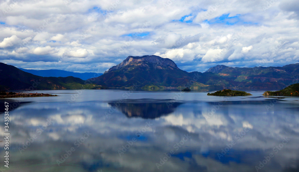 Scenic view at Lugu Lake in Yunnan, Lijiang, China