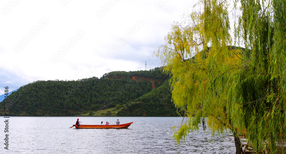 Scenic view at Lugu Lake in Yunnan, Lijiang, China Scenic view at Lugu Lake in Yunnan, Lijiang, China