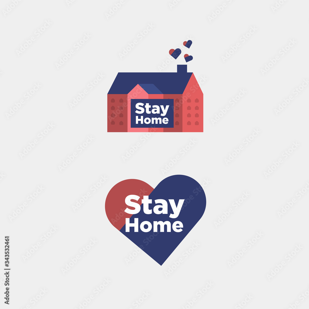 Stay from home slogan with house and heart. Protection awareness social media campaign or measure from coronavirus, Stay from home quote text, vector Stay from home slogan with house and heart. Protection awareness social media campaign or measure from coronavirus, Stay from home quote text, vector