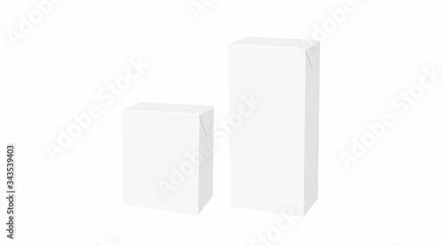 Vector Isolated Illustration of Different Size of Milk Carton, Box. 