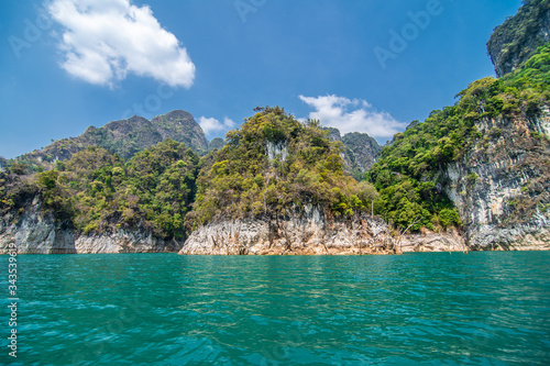 Beautiful mountains in Ratchaprapha Dam at Khao Sok National Park, Surat Thani Province, Thailand