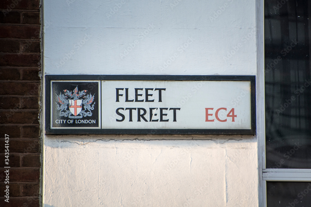 London - Fleet Street, street sign- a major London street connecting the City Of London with the West End
