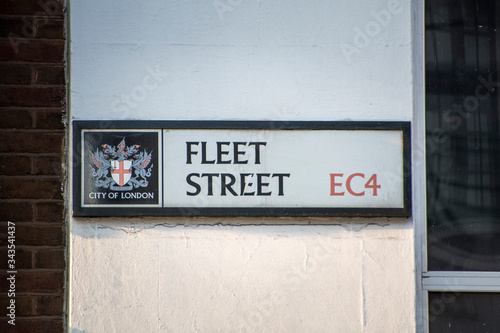 London - Fleet Street, street sign- a major London street connecting the City Of London with the West End