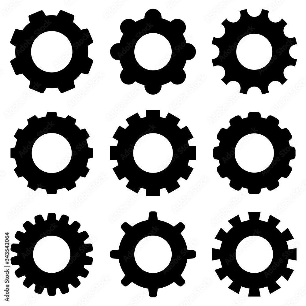 Gear icon, logo isolated on white background Gear icon, logo isolated on white background