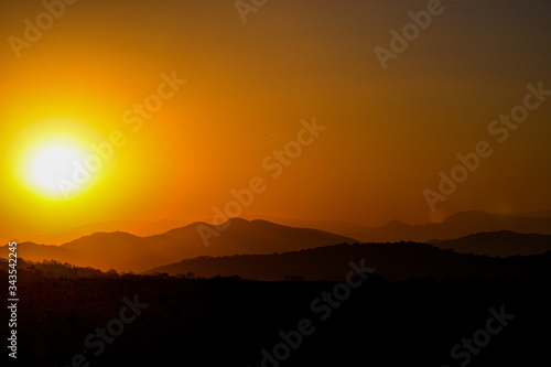 sunset over the mountains
