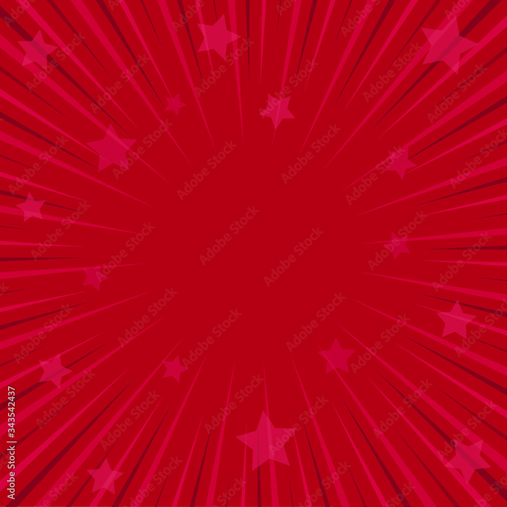 Retro comic rays red dots background. Vector illustration in pop art ...