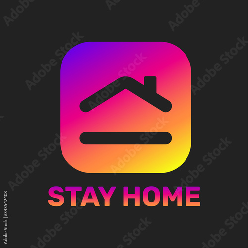 Stay home sticker. House with heart shape, love stay at home care symbol, vector illustration. EPS 10.