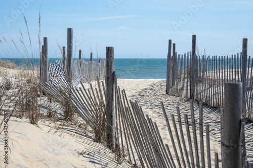 Pathway to deserted COVID beach in Rehoboth Beach, Delaware