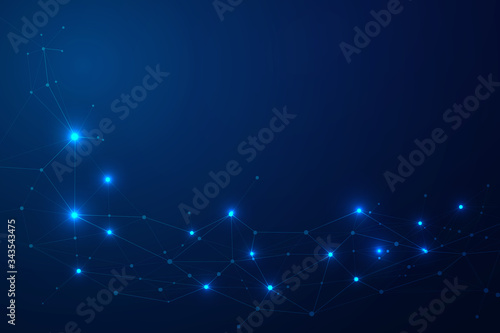 Abstract connecting dots and lines, Polygonal background, technology connection digital data and big data concept, vector illustrator