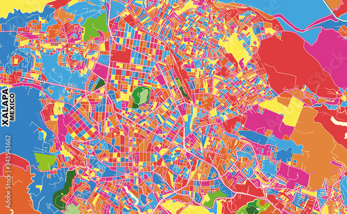 Xalapa  Veracruz  Mexico  colorful vector map