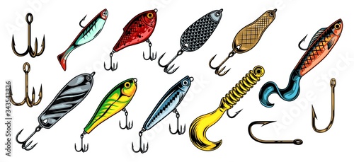 Colorful vintage fishing baits collection photo