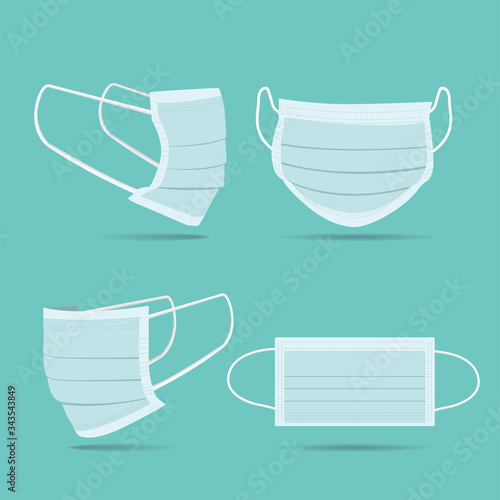 Protective face mask isolated on green background. Vector illustration