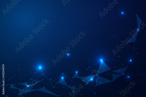 Abstract connecting dots and lines, Polygonal background, technology connection digital data and big data concept, vector illustrator © WC Studio