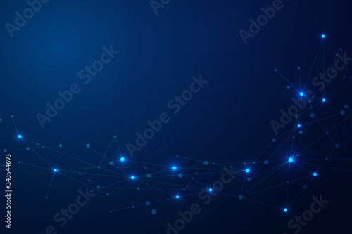 Abstract connecting dots and lines, Polygonal background, technology connection digital data and big data concept, vector illustrator