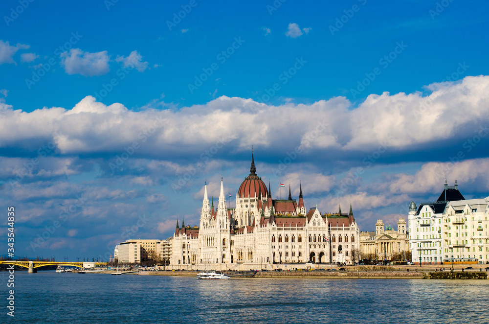 The Hungarian Parliament Building in Budapest, Hungary.