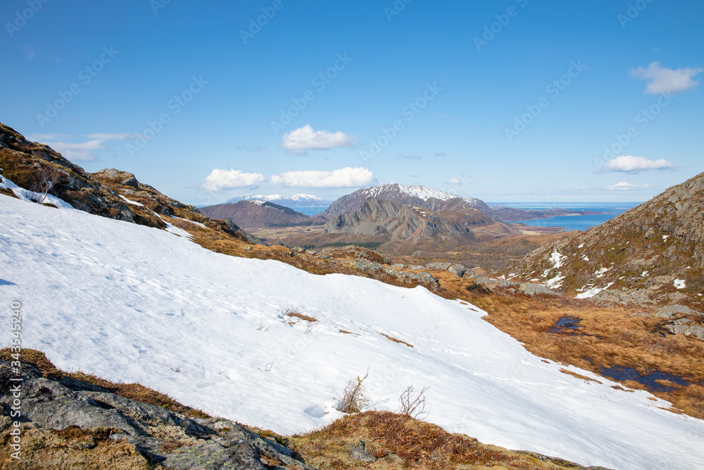 Hiking  in the Velfjord mountains, Brønnøy municipality in Northern Norway