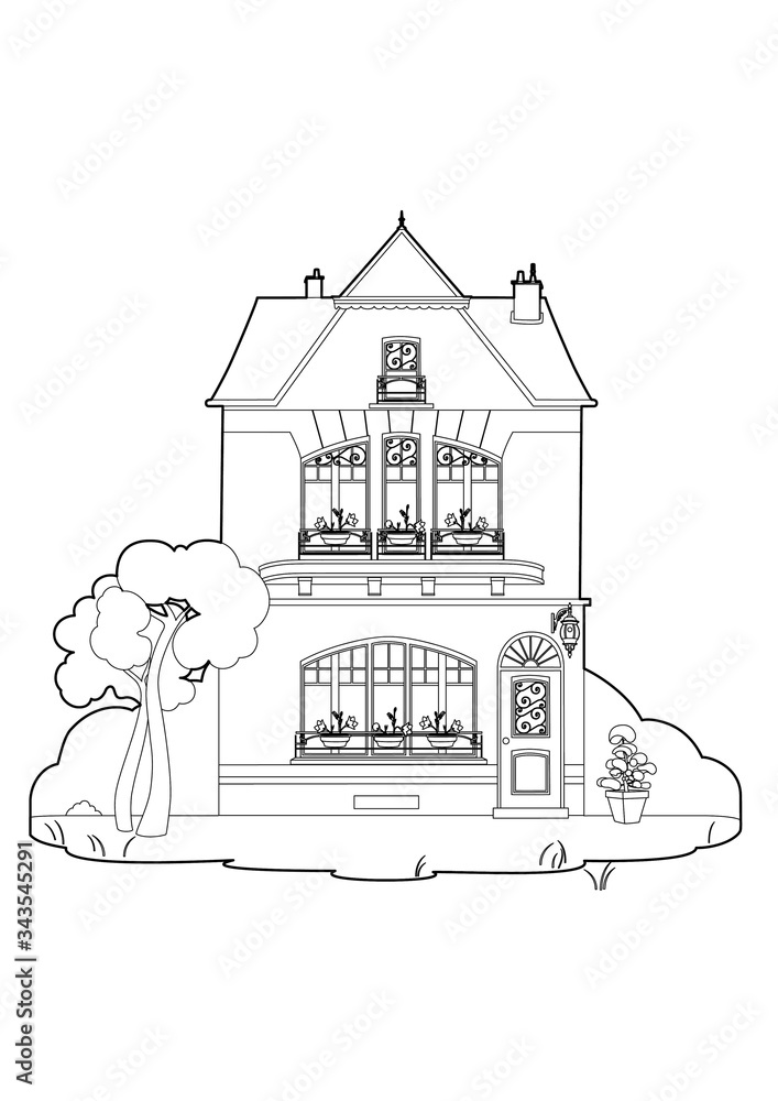 Naklejka premium Drawing of an old house