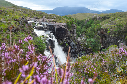 Amazing waterfall at the scottish Highlands photo