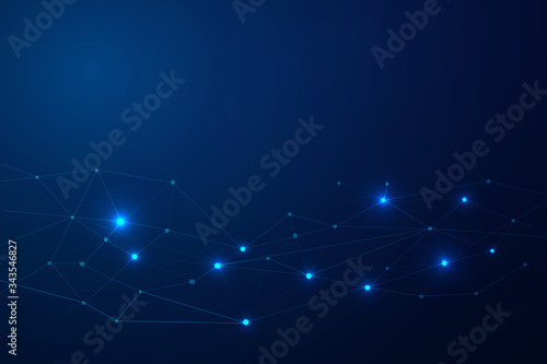 Abstract connecting dots and lines, Polygonal background, technology connection digital data and big data concept, vector illustrator