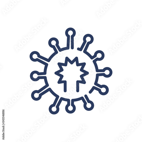 Virus spreading thin line icon. Bacteria, disease, contagiousness isolated outline sign. Healthcare and virology concept. Vector illustration symbol element for web design and apps