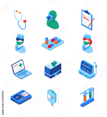 Healthcare and medicine - set of modern isometric icons