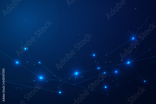 Abstract connecting dots and lines, Polygonal background, technology connection digital data and big data concept, vector illustrator