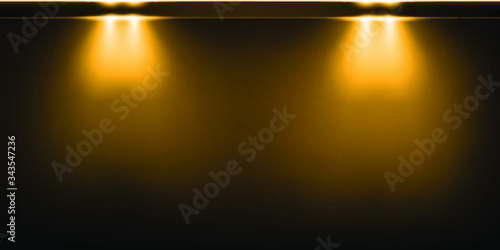 Background with glowing goldenLights. Beautiful banner design with glowing glittering lights