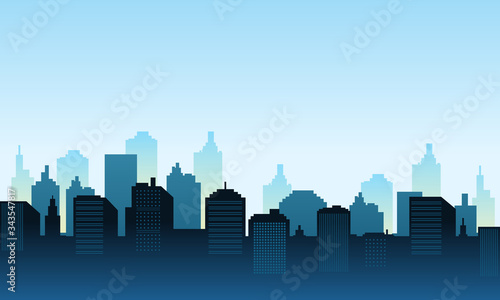 City of blue color background daylight panorame