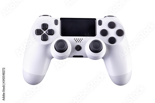 White video game joystick gamepad isolated on a white background photo