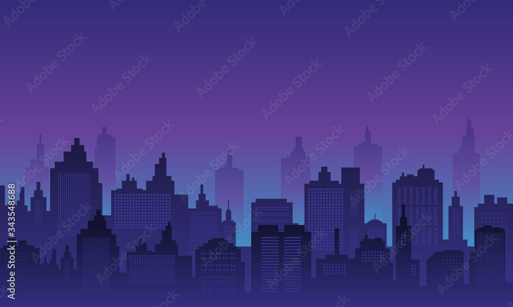 City background with night panorame, downtown many mall and apartment