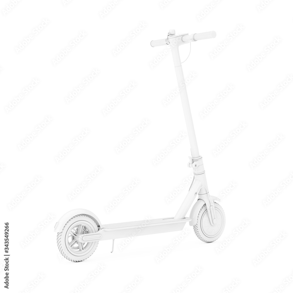 White Modern Eco Electric Kick Scooter in Clay Style. 3d Rendering White Modern Eco Electric Kick Scooter in Clay Style. 3d Rendering
