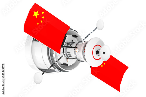 Fototapeta Naklejka Na Ścianę i Meble -  Modern World Global Navigation Satelite with China Flag . 3d Rendering
