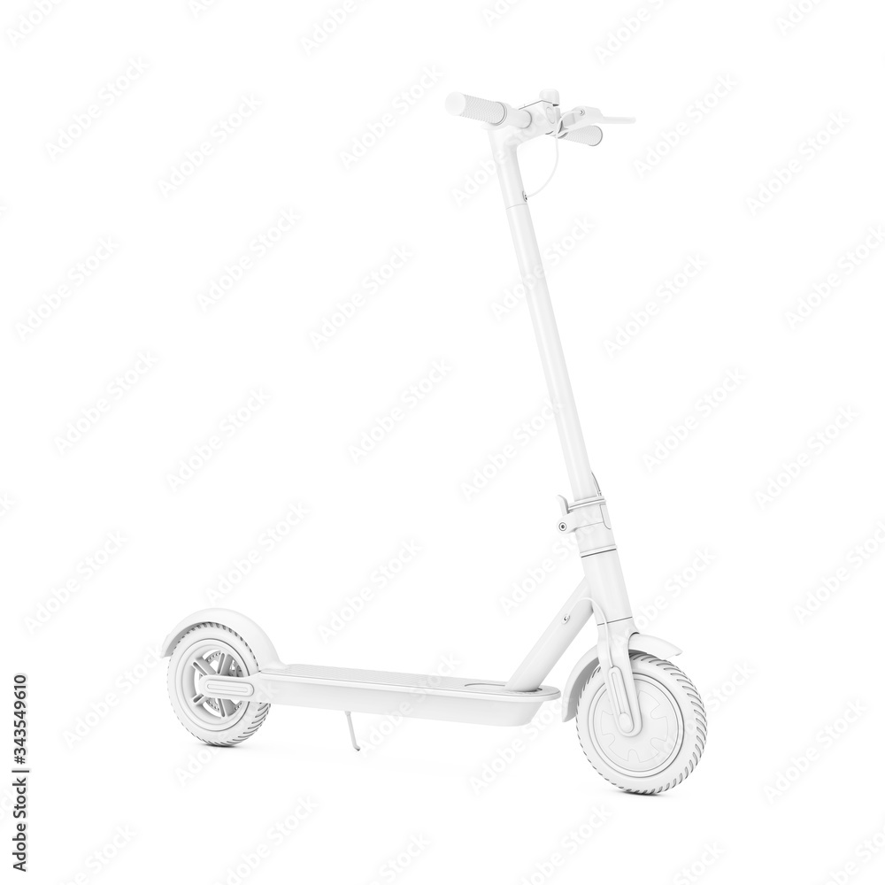 White Modern Eco Electric Kick Scooter in Clay Style. 3d Rendering White Modern Eco Electric Kick Scooter in Clay Style. 3d Rendering