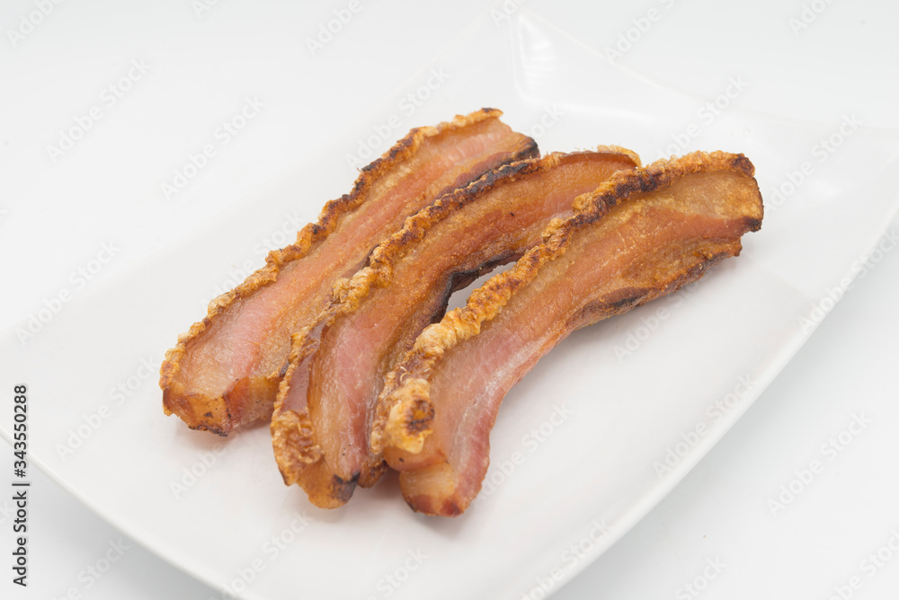 torrezno slice of bacon white background torrezno slice of bacon white background
