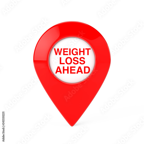 Weight Loss Ahead Red Map Pointer Pin. 3d Rendering