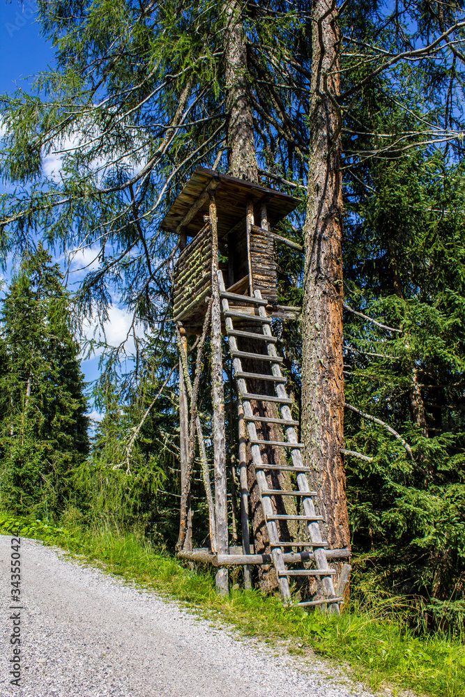Wooden Watch Tower in Mountains above Hintertux, Tyrol