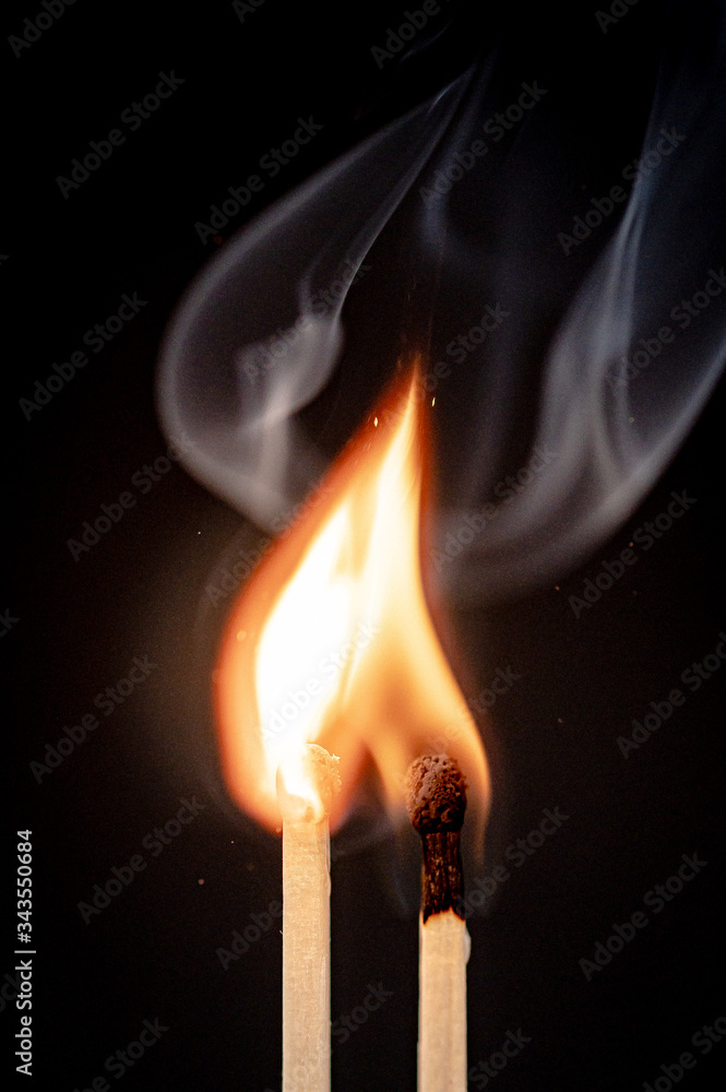 Flames from a burning matchstick Flames from a burning matchstick