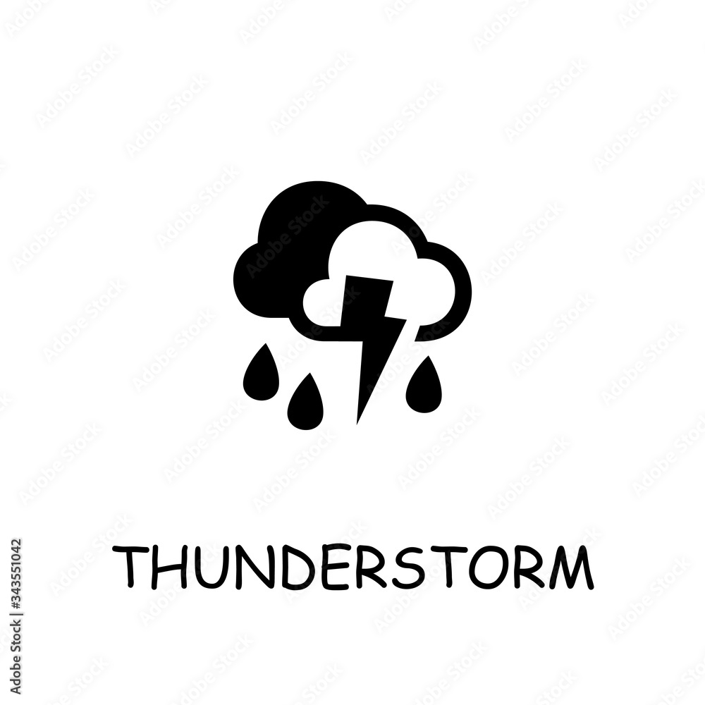 Thunderstorm flat vector icon Thunderstorm flat vector icon
